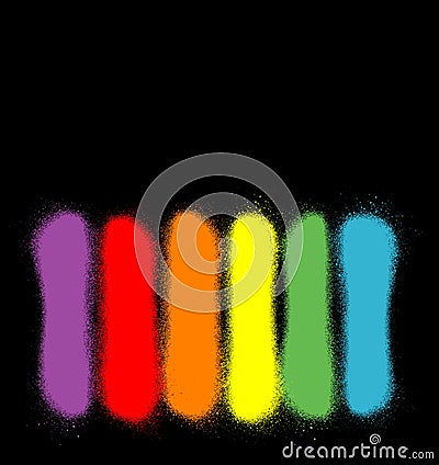 Graffiti sprayed lines in six rainbow colors on black Vector Illustration