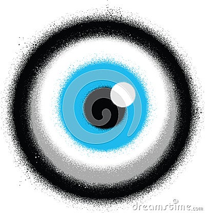 Graffiti staring eyeball sprayed in color over white Vector Illustration