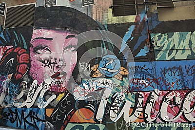 Graffiti on urban wall in City of Melbourne, Australia Editorial Stock Photo
