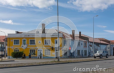 Graffiti, street art on the waterfront of Punta Arenas, Patagonia, Chile Editorial Stock Photo