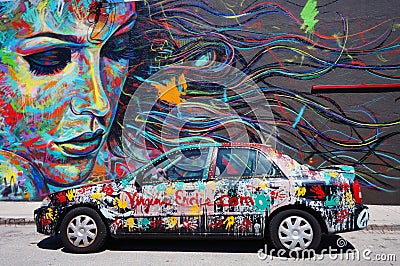 Graffiti street art in the Wynwood neighborhood of Miami Editorial Stock Photo