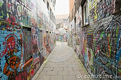 Graffiti Street - Ghent - Belgium Editorial Stock Photo