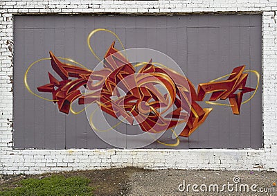 Graffiti style mural an abstract design for 2023 Trigger Fingers event in Deep Ellum, Texas. Editorial Stock Photo