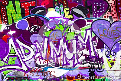 Graffiti on Tennis Court spelling ADV MUM Editorial Stock Photo