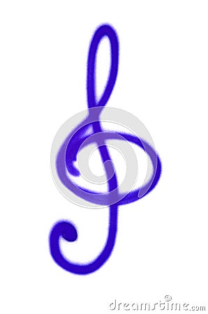 Graffiti treble clef sign sprayed on white isolated background Stock Photo