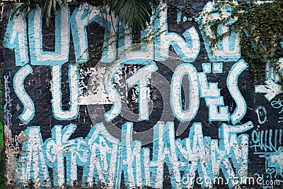 Graffiti of unidentified artist on the wall of the Batman Alley Editorial Stock Photo