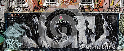 Graffiti of unidentified artist on the wall of the Batman Alley Editorial Stock Photo