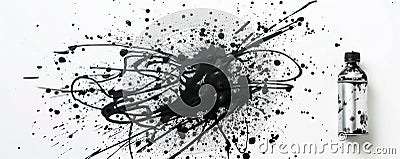 Graffiti used spray can on a white background with black and white splashes Stock Photo