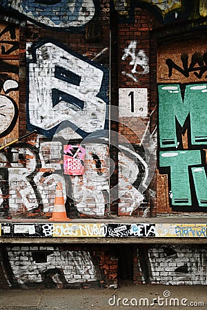 Graffiti wall at an abandoned place in Hamburg Germany Editorial Stock Photo