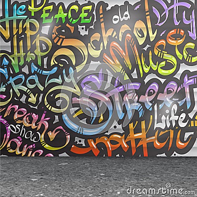Graffiti wall background Vector Illustration