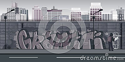 Graffiti wall background, urban art Vector Illustration