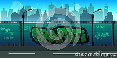 Graffiti wall background, urban art Vector Illustration