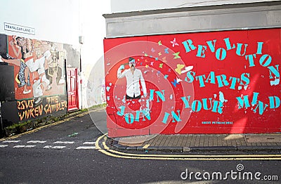 Graffiti Wall in Brighton UK Editorial Stock Photo