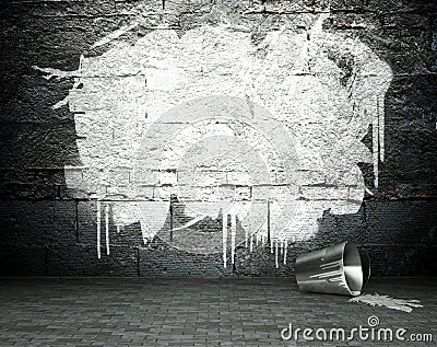 Graffiti wall with frame, street background Stock Photo