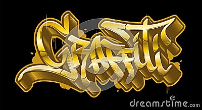 Graffiti word in golden graffiti style. Gold vector text Vector Illustration