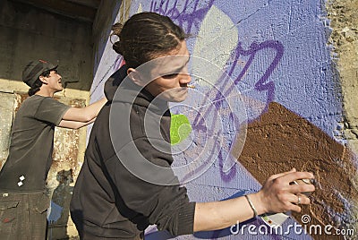 GRAFFITI WRITERS Editorial Stock Photo