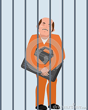 Grafter in prison. bribe taker is arrested. boss is behind bars. Vector Illustration