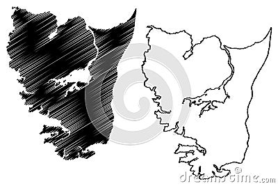 Graham island Canada, British Columbia Province, North America, Haida Gwaii Archipelago map vector illustration, scribble sketch Vector Illustration