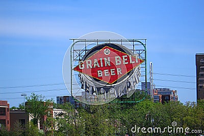 Grain Belt Beer Sign in Minneapolis Editorial Stock Photo