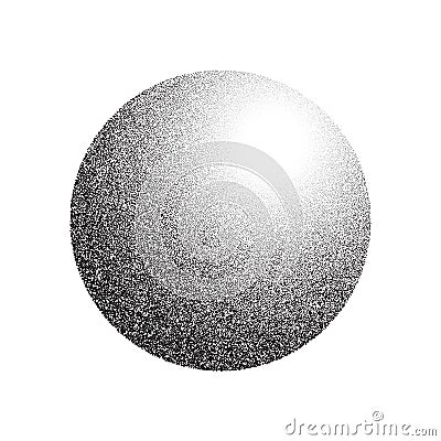 Grain circle gradient. Stippled round shape. Radial stochastic dotwork texture. Random grunge noise background. Black Vector Illustration