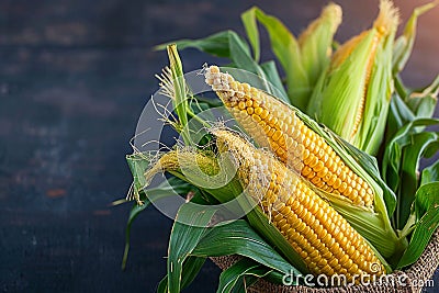 Grain crops concept illustrated through an isolated, fresh, juicy corn Stock Photo
