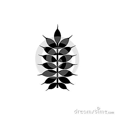 Grain Ear Seed, Spike Wheat, Rye Spica. Flat Vector Icon illustration. Simple black symbol on white background. Grain Ear Seed, Cartoon Illustration