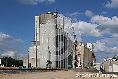 Grain Elevator with Massive Storage Stock Photo