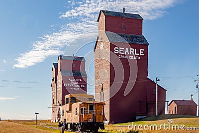 Grain elevator, Rowley Ghost Town. Rowley, Alberta, Canada Editorial Stock Photo