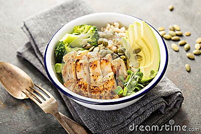 Grain and grilled chicken bowl for lunch Stock Photo