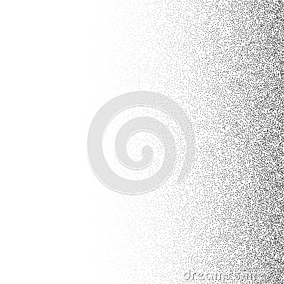 Grain stippled gradient. Faded stochastic dotwork texture. Random grunge noise background. Black dots, speckles or Vector Illustration