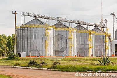 Set of bulk silos in Brazi... receiving soybean 02 Stock Photo