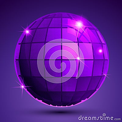 Grained plastic purple flash globe, geometric Vector Illustration