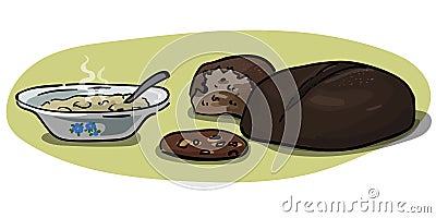 Grains - oatmeal and rye bread vector Vector Illustration