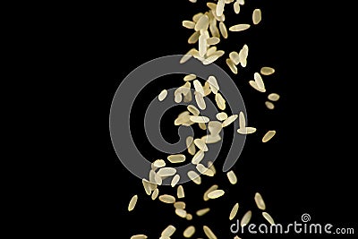 Grains of rice falling isolated Stock Photo