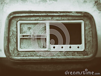 Grainy sepia toned blurred vintage effect style image of an old radio receiver Stock Photo