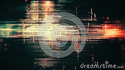 Grainy tv glitch effect with noise, grain, distortion. Glowing background, backdrop texture. Generative Ai Stock Photo