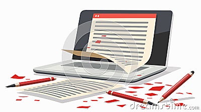 Professional Grammar Check and Text Errors Concept. Usage of Image Illustration Vector Illustration