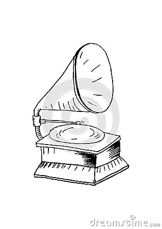 Gramophone drawing. Vector Illustration