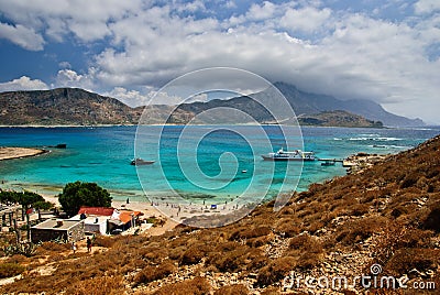 Gramvousa island with picturesque view of Balos lagoon, Crete, Greece Stock Photo