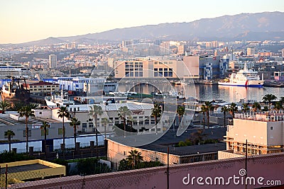 Gran Canaria harobor panorama Editorial Stock Photo