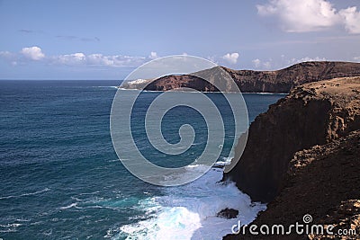 Gran Canaria, landscape of steep eroded north west coast between Galdar and Agaete municipalities Stock Photo