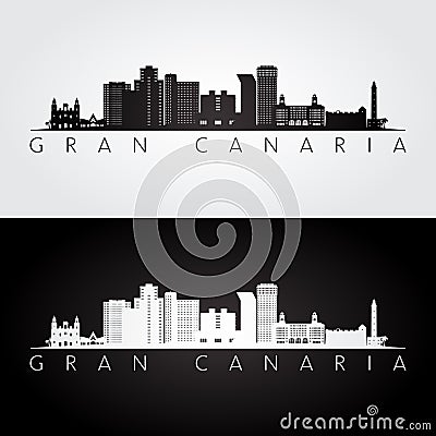 Gran Canaria skyline and landmarks silhouette Vector Illustration