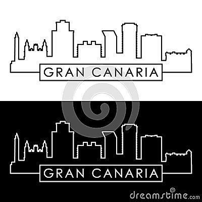 Gran Canaria skyline. Linear style. Vector Illustration