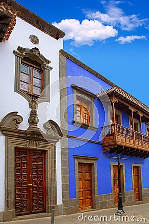 Gran Canaria Teror colorful facades Stock Photo