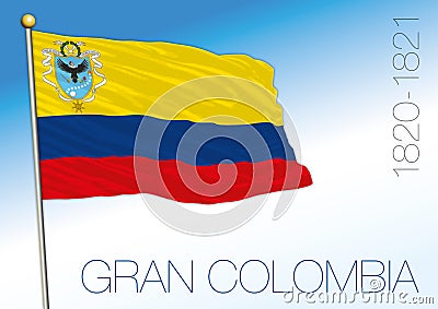 Gran Colombia or Great Colombia historical flag, 1820 - 1821 Vector Illustration