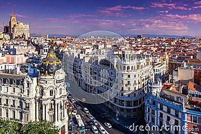 Gran Via Street, Madrid Editorial Stock Photo