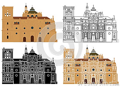 Granada Cathedral in Spain, Europe. Vector Illustration