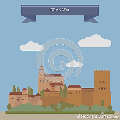 Granada, city in Spain Vector Illustration