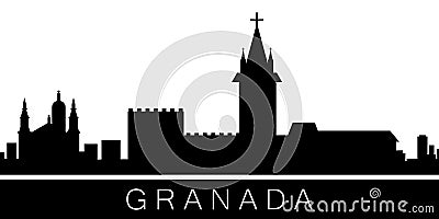 Granada detailed skyline. Vector postcard illustration Cartoon Illustration