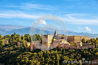 Granada, Spain. Aerial view of Alhambra Palace Stock Photo